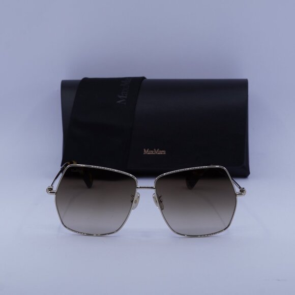 MaxMara JEWEL MM0035-H 32F Geometric Sunglasses - Gold/Brown - Picture 3 of 11